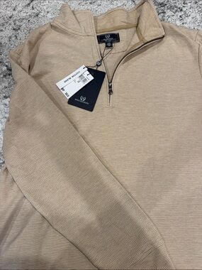 NWT Magaschoni Men’s Zip-Up Sweater in Light Tan
